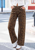 GRAPENT Women's High Waist Wide Leg Leopard Jeans | Stretchy Denim, Baggy Loose Fit, 29.5