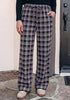 GRAPENT Women's High Waisted Wide Leg Plaid Pants | Tartan Pattern, Elastic Waist Drawstring, Pockets, Relaxed Fit, Casual Daily Fall Outfits