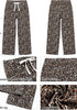 GRAPENT Women's High Waisted Wide Leg Leopard Jeans | Leopard Print Denim, Drawstring Waist, Loose Straight Leg, 28