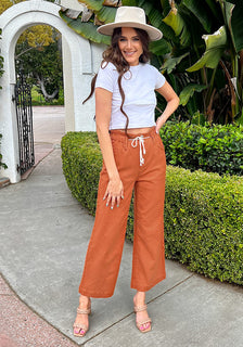Fashion (APRICOT)2023 New Retro Straight Wide Leg Brown Pants