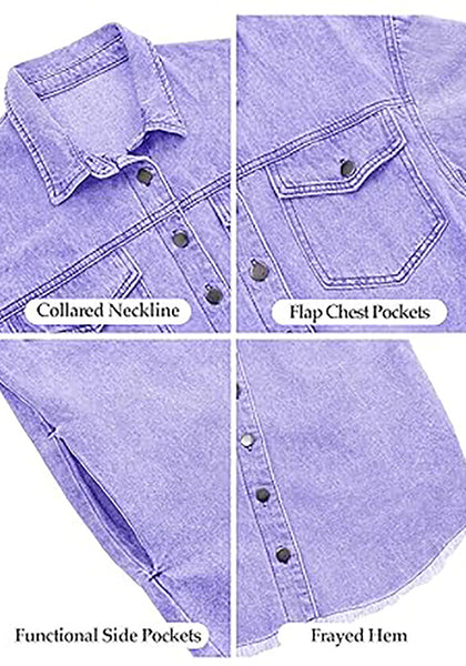 Aster Purple Button-Up Oversized Women's Denim Shacket