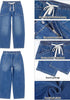 GRAPENT Women's High Waisted Barrel Jeans | Stretchy Denim, Elastic Drawstring Waist, 27.5