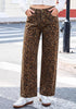 GRAPENT Women's High Waist Wide Leg Leopard Jeans | Stretchy Denim, Baggy Loose Fit, 29.5
