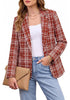 GRAPENT Women's Tweed Plaid Blazer | Notched Lapel, Fully Lined, Shoulder Pads, Single Button, 2 Pockets, Interview Office Business Casual