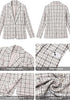 Beige Women's Plaid Tweed Work Blazer | Long Sleeve Notched Lapel Jacket, Fully Lined, Shoulder Pads, Single Button, 2 Pockets – Office, Interview, Business Casual