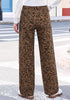 GRAPENT Women's High Waist Wide Leg Leopard Jeans | Stretchy Denim, Baggy Loose Fit, 29.5