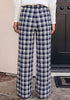 GRAPENT Women's High Waisted Wide Leg Plaid Pants | Tartan Pattern, Elastic Waist Drawstring, Pockets, Relaxed Fit, Casual Daily Fall Outfits