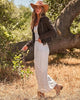 Dark Brown Women's Cropped Fringe Faux Suede Jacket — Trendy Zip Up Tassel Cowgirl Jacket with Full Lining & Faux Leather Finish
