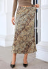 Brown Cheetah Women's Leopard Print Satin Maxi Skirt — High Waisted Bias Cut A Line Slip Skirt with Stretchy Elastic Waistband