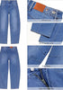 Medium Blue Women's High Waisted Wide Leg Jeans by luvamia — Stretchy 90s Baggy Straight Denim, Raw Hem, Button Front, 29.5
