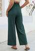 LookbookStore Women's Deep Teal High Waisted Wide Leg Linen Pants Paper Bag Smocked Waist Casual Summer Beach Palazzo Pants