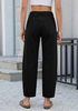 LookbookStore Women's True Black High Waisted Baggy Barrel Jeans Cropped Wide Leg Casual Stretchy Denim Pants with Side Seam