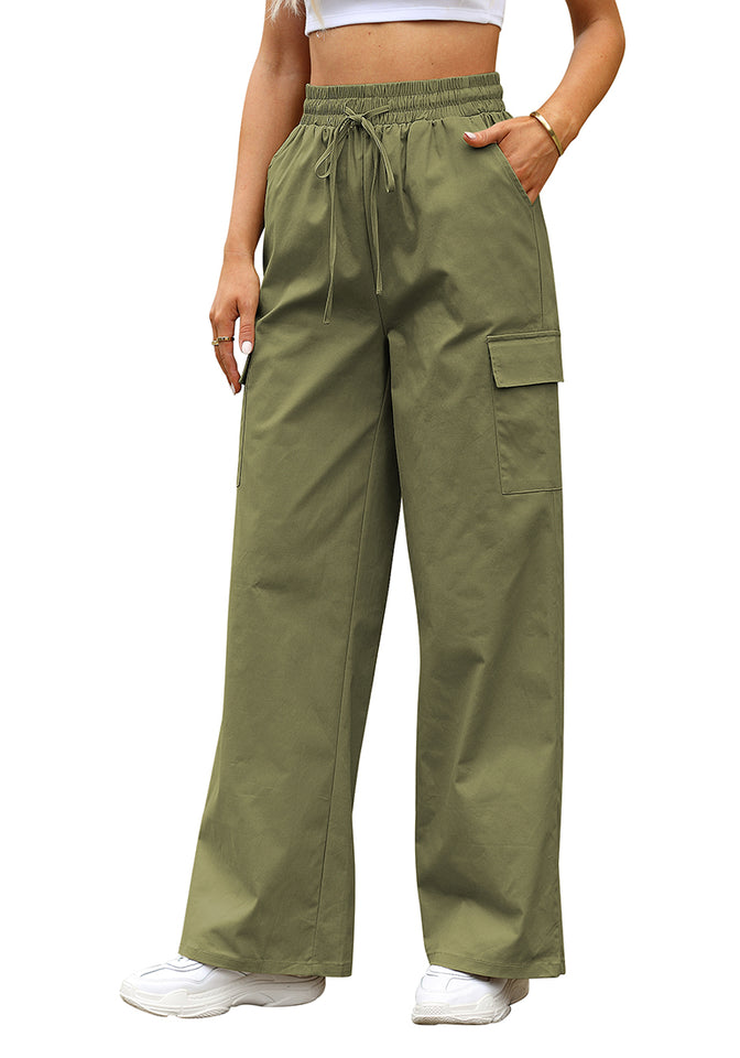 Bay Leaf Women's Brief Elastic Waist Wide Leg Cargo Pants Stretch Loos –  Lookbook Store