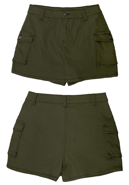 Army Green Women's High Waist Cargo Pocket Skirt Y2K Short