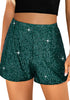 Dark Green Women's High Waisted Stretchy Glitter Sparkly Short Party Outfits