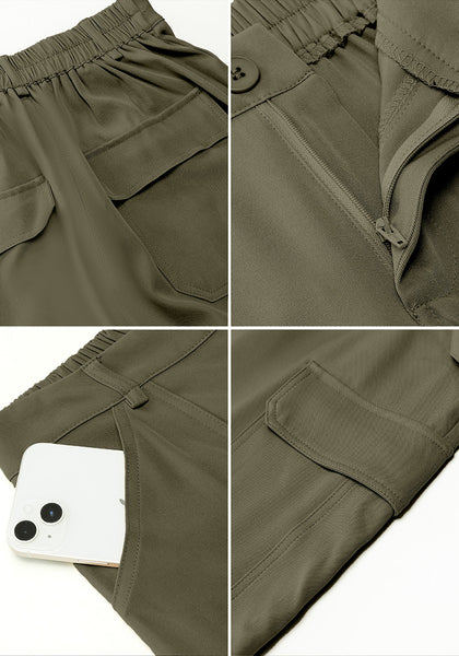 Army Green Women's High Waisted Elastic Waist Cargo Pants Stretch Y2K Style