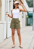 LookbookStore Women Olive Green High Waisted Summer Shorts Casual Dressy Cotton Chino Elastic Waist 5