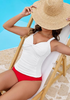 LookbookStore Tankini Tops for Women Twist Front Knot Detail Padded Ruched Tankini Top Swimwear Only