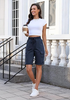 LookbookStore Women's Dark Blue Relaxed Fit Bermuda Shorts with Drawstring Waist and Utility Cargo Pockets