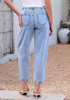 LookbookStore Roadnight Blue Barrel Jeans for Women Chic Retro High Waist Loose Cropped Denim Pants with Utility Patch Pockets