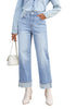 Lakeside Blue Women's Fashionable High Waisted Wide Leg Jeans Casual Jeans Versatile for Commuting