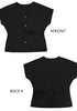 Black Women's Short Sleeve Office Blouse Button-Down Shirts