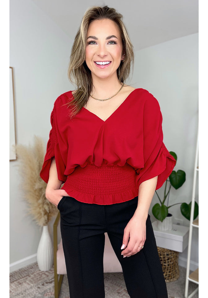 women's ruffle sleeve tops