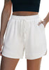 LookbookStore Women's White High Waisted Elastic Waist Sweat Shorts Loose Fit Comfy Casual Summer Athleisure Shorts