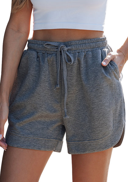 LookbookStore Women's Charcoal Heather High Waisted Elastic Waist Sweat Shorts Loose Fit Comfy Casual Summer Athleisure Shorts