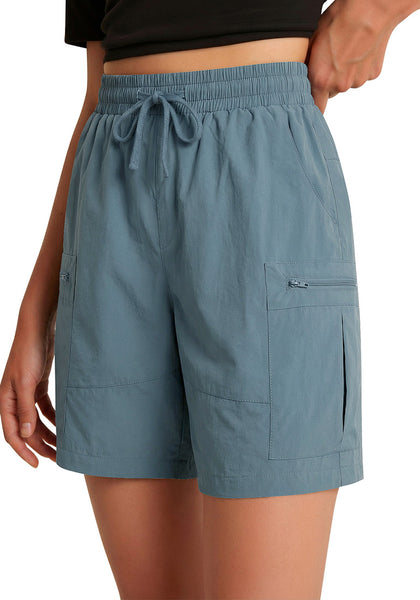 LookbookStore Women's Goblin Blue 7 Inch High Waisted Cargo Shorts, Lightweight Quick Dry Hiking Golf Summer Casual Outdoor Shorts with Pockets
