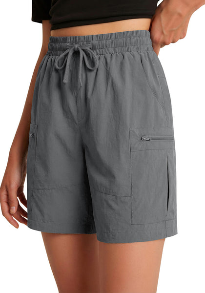 LookbookStore Women's Dark Gray 7 Inch High Waisted Cargo Shorts, Lightweight Quick Dry Hiking Golf Summer Casual Outdoor Shorts with Pockets