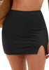 LookbookStore Women Black High Waisted Swim Skirt Tummy Control Side Slit Elastic Quick Dry Swim Cover Up