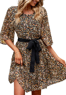 Black Floral Floral Babydoll Dress for Women Chiffon Cute Flowy Summer – Lookbook Store