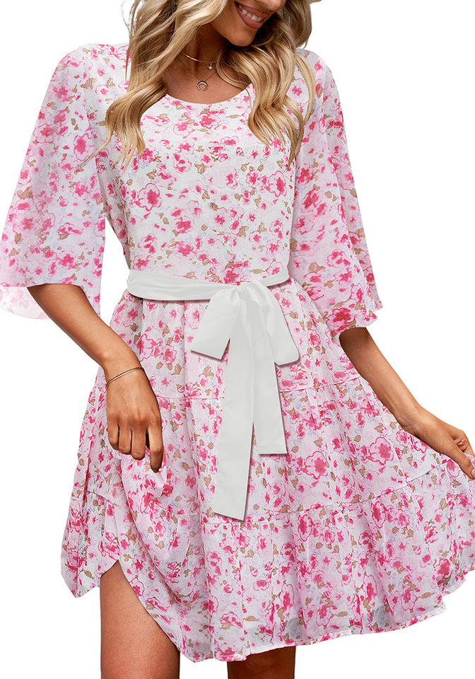 Fandango Pink Floral Floral Babydoll Dress for Women Chiffon Cute Flow Lookbook Store Fandango Pink Floral Floral Babydoll Dress for Women Chiffon Cute Flow Lookbook Store