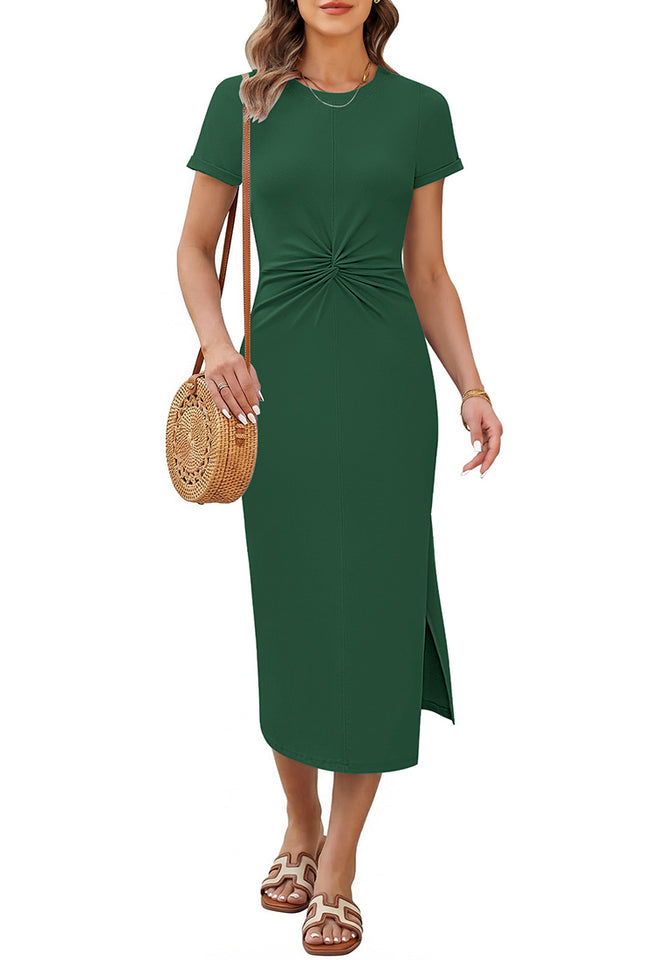 white christmas dresses Long sleeves green shirt dress women 2846 – Xiaolizi