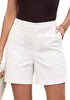 LookbookStore Women Cream White High Waisted Summer Shorts Casual Dressy Cotton Chino Elastic Waist 5