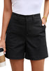 LookbookStore Women Black High Waisted Summer Shorts Casual Dressy Cotton Chino Elastic Waist 5