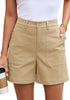LookbookStore Women Almond High Waisted Summer Shorts Casual Dressy Cotton Chino Elastic Waist 5
