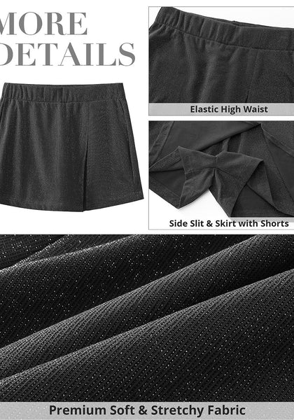 Black Women's Skirts Glitter High Waisted Mini Stretchy Sparkly