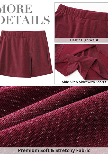 Red Women's Skirts Glitter High Waisted Mini Stretchy Sparkly