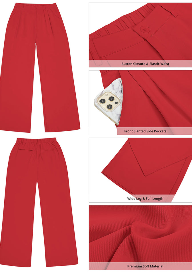 Rumba Red Women's High Waisted Wide Leg Business Work Pants – Lookbook Store