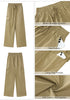 Khaki Women's Brief Elastic Waist Wide Leg Cargo Pants Stretch Loose Pants Y2K