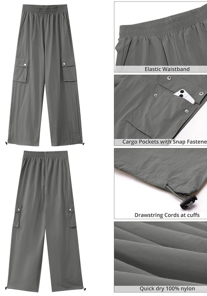 Steeple Gray Women's Casual Cargo Pant High Waisted Y2K Nylon Trousers