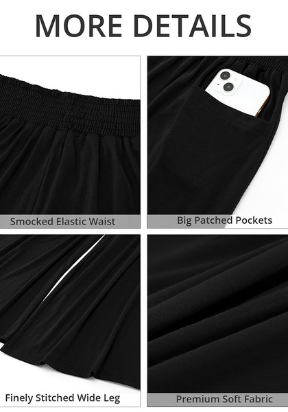 Black Women's High Waisted Wide Leg Elastic Waist Bell Bottom Baggy Palazzo Pants
