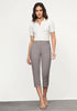 Grey Women's CoolTouch Straight Leg Cropped Pant Soft Daily Wear Back Elastic Button Fly Capris Trousers