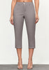 Grey Women's CoolTouch Straight Leg Cropped Pant Soft Daily Wear Back Elastic Button Fly Capris Trousers