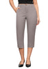 Grey Women's CoolTouch Straight Leg Cropped Pant Soft Daily Wear Back Elastic Button Fly Capris Trousers