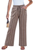 LookbookStore Brown Stripe High Waisted Wide Leg Pants for Women Drawstring Waist Casual Comfort Pants