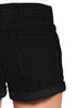 Black Women's High Waisted Rolled Hem Distressed Jeans Ripped Denim Shorts