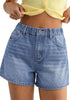 LookbookStore Bay Blue High Waisted Baggy Wide Leg Denim Shorts Women Elastic Waist Mom Jorts 4